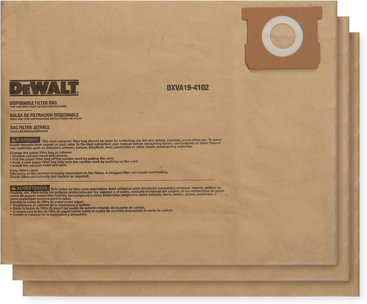 DXVA194112 DeWALT Fine Dust (drywall) Bag- 12-16 gal. (3 PACK)