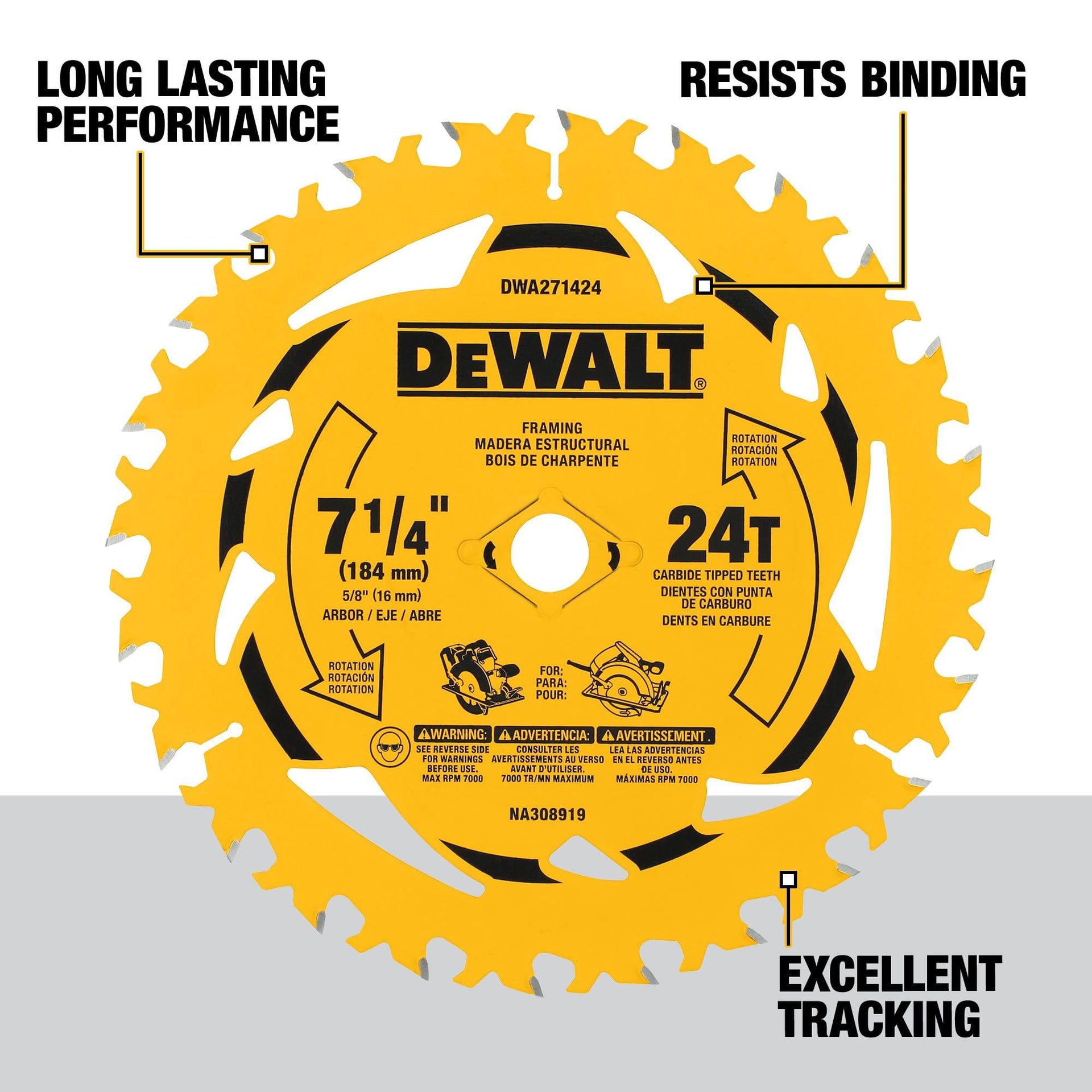 DEWALT 7-1/4" X 24T CIRCULAR SAW BLADS (2PK)