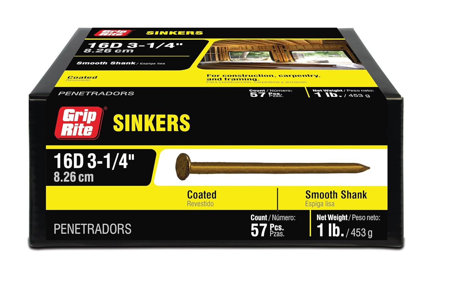 53127 16D 3-1/4" Smooth sinker nails[Cement]