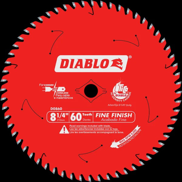 D0860X Diablo 8-1/4" 60T Fine Finish Blade