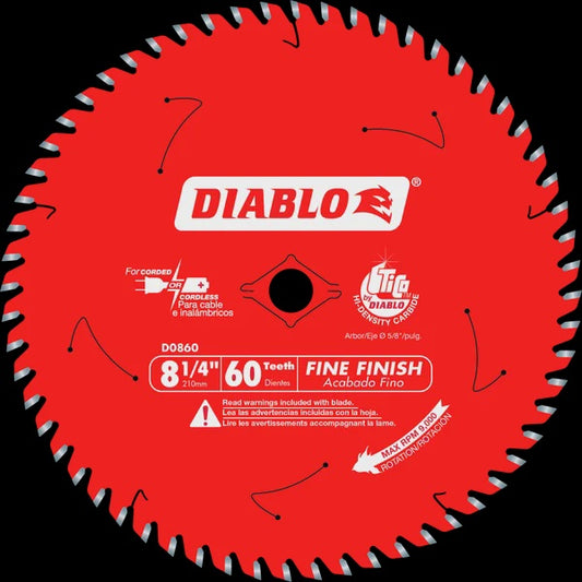 D0860X Diablo 8-1/4" 60T Fine Finish Blade