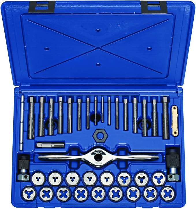 HANSON 40-Piece Metric Plug Tap and 1" Hex Die Set