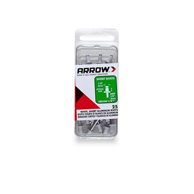 82000815 Rivets 1/8in White Alum 25/Pk Arrow Rsaw1/8