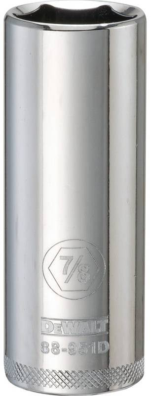SOCKET DEEP 1/2DRIVE 6PT 7/8IN   DeWALT DWMT88951OSP Drive Socket, 7/8 in Socket, 1/2 in Drive, 6-Point, Vanadium Steel, Polished Chrome