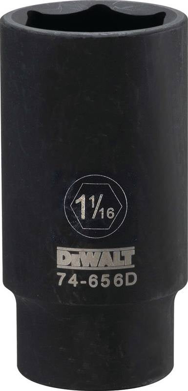 DeWALT DWMT74656OSP Impact Socket, 1-1/16 in Socket, 1/2 in Drive, 6-Point, CR-440 Steel, Black Oxide