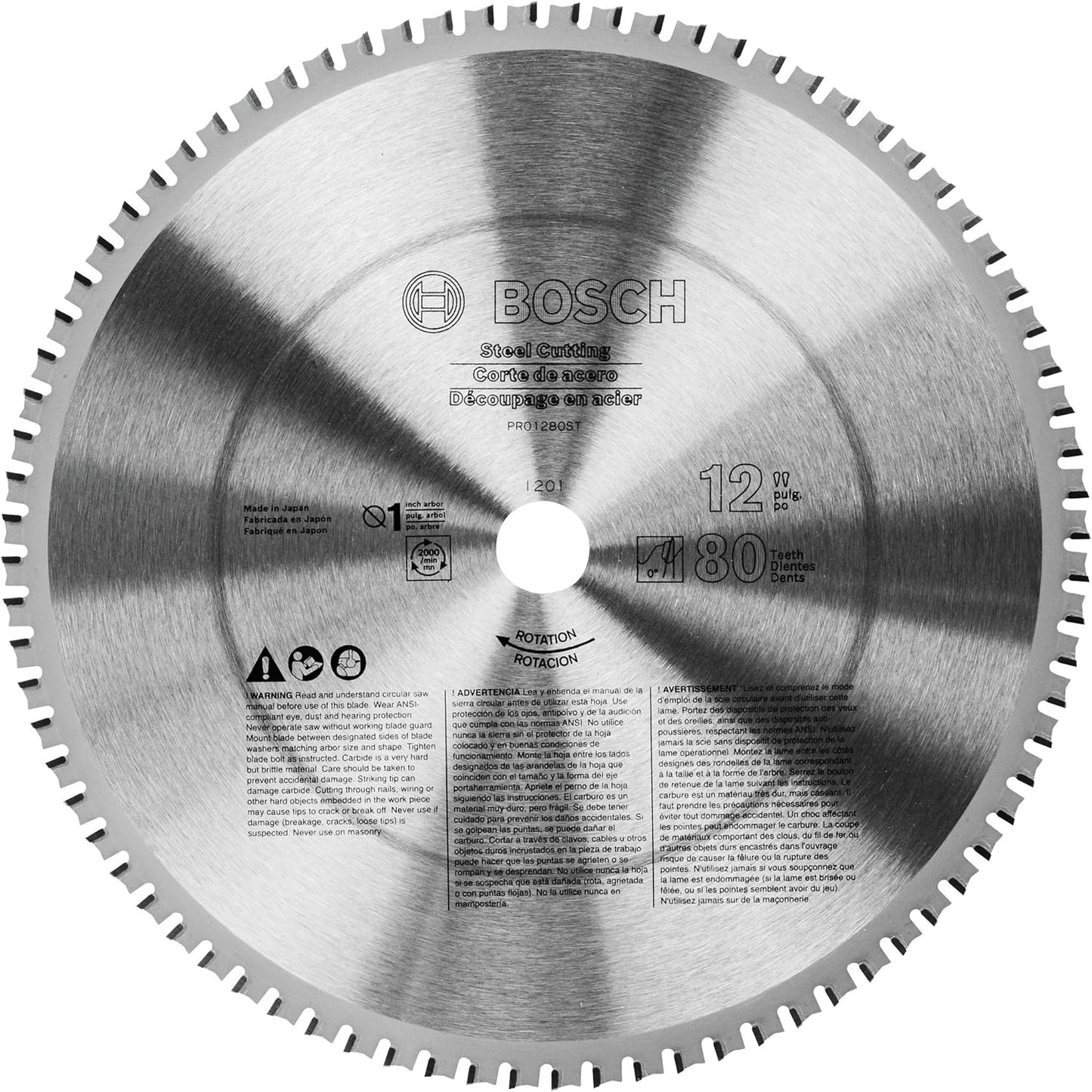 PRO1280ST 12" 80 Tooth Ferrous Metal Cutting Circular Saw Blade