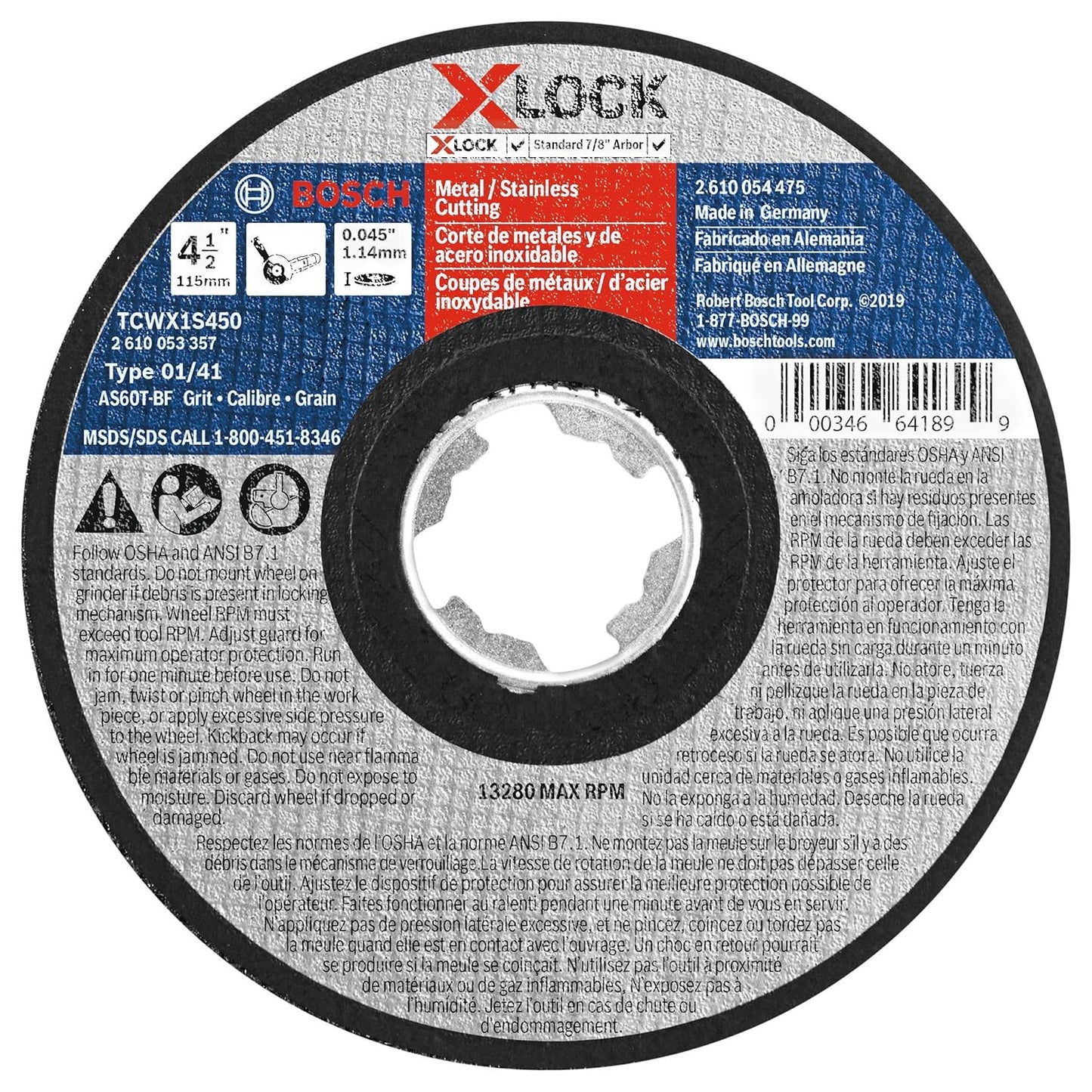 TCWX1S450 Metal&Inox Cut T1 4.5"x.045"