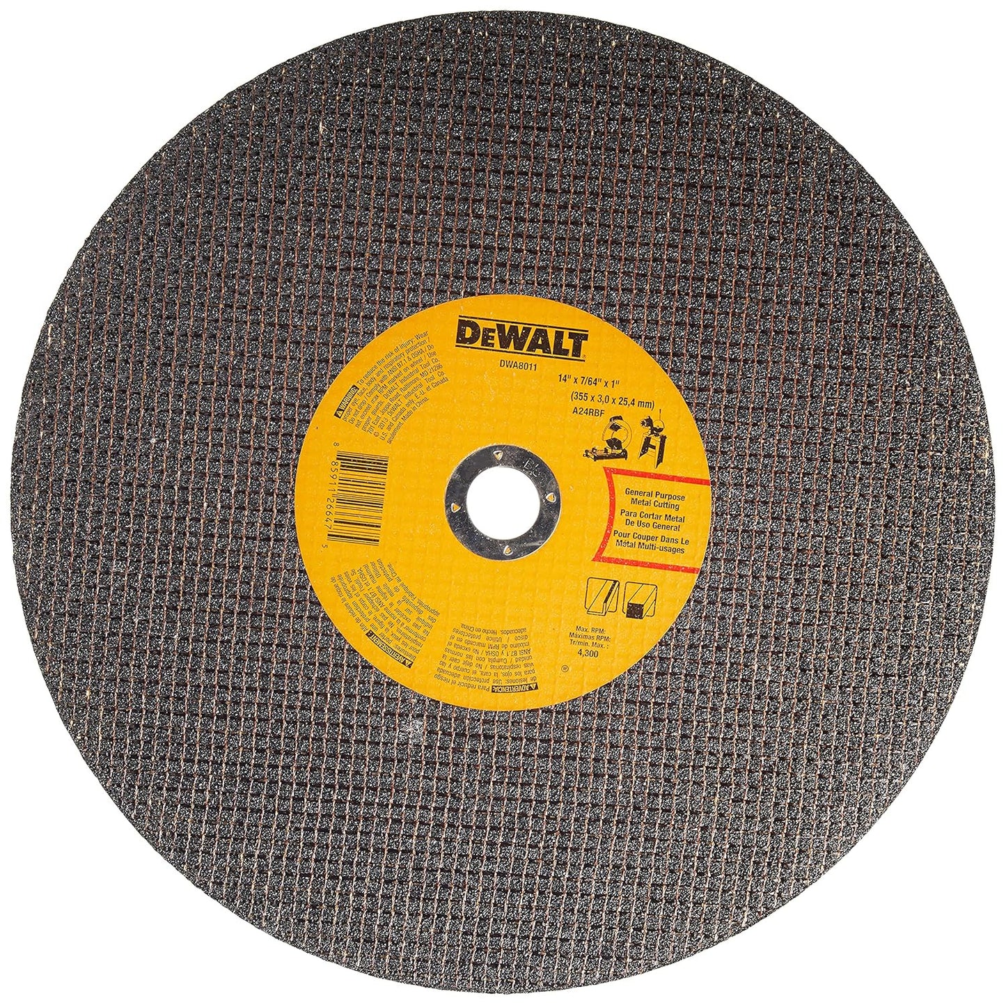 DW8001 DEWALT 14-in Type 01 Aluminum Oxide Chop Saw Wheel for Metal