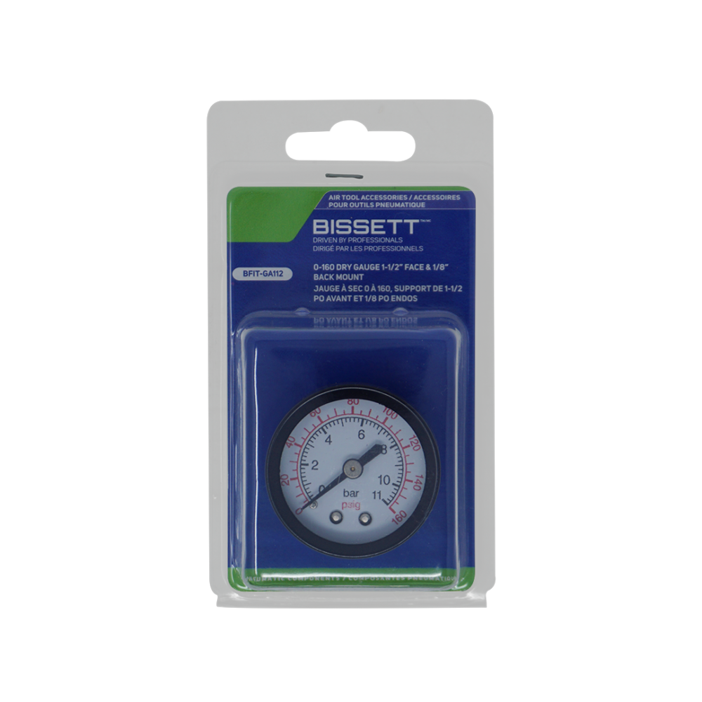 BAF-GA112 0-160 DRY GAUGE 1-1/2" FACE & 1/8" BACK MOUNT