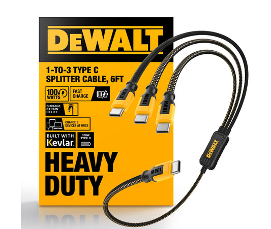 DEWALT 100W Smart USB-C to USB-C Splitter 6ft
