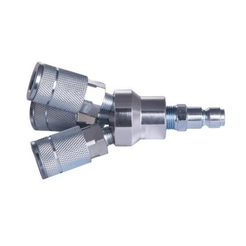 BAF-PMAN 3/8" AUTO QC ROUND MANIFOLD 3 COUPLER X 1 NIPPLE