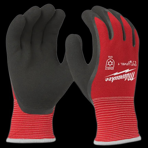 48-22-8912 Milwaukee Large Red Latex Level 1 Cut Resistant Insulated Winter Dipped Work Gloves L