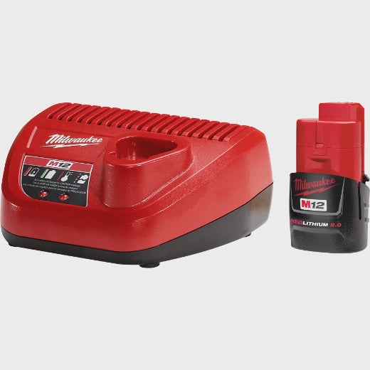 48-59-2420 Milwaukee M12 REDLITHIUM 2.0 Ah Battery and Charger Starter Kit