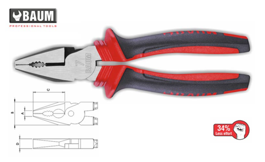 10 Offset Combination Cutting Pliers, Steel 7" / 180 MM