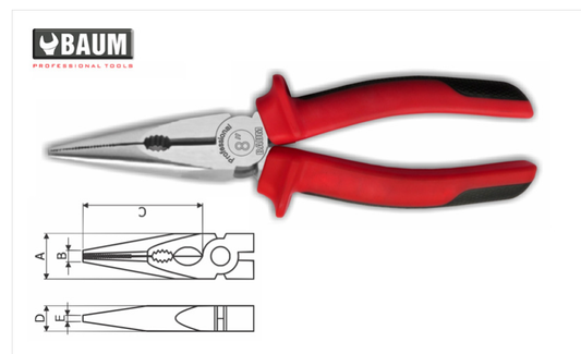14 Long Nose Pliers, Steel- C60, Finish- Polished 8" / 200 MM(1)