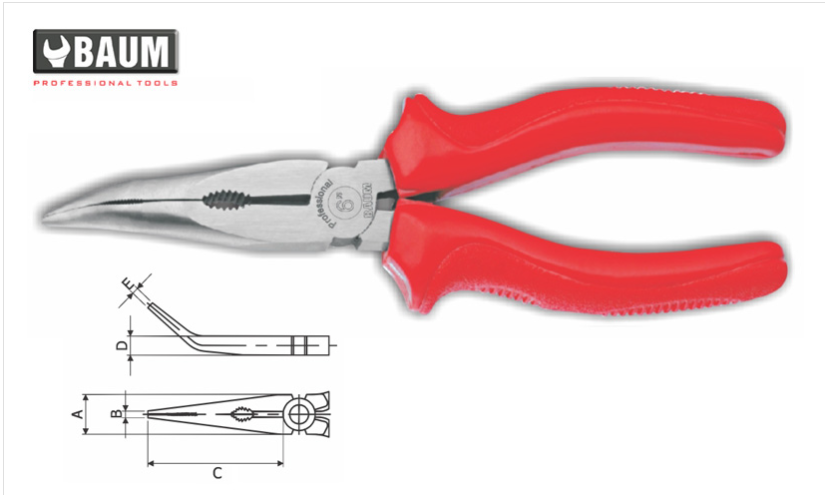 Bent Nose Pliers, Steel- C60, Finish- Polished 6"/ 150 MM
