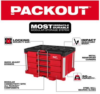 48-22-8444 Milwaukee Tool PACKOUT 4-Drawer Tool Box