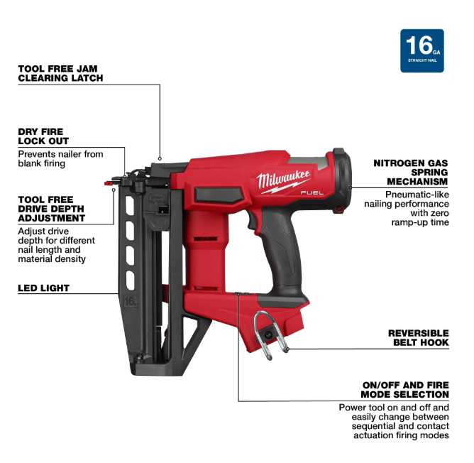3020-20 M18 FUEL  16 Gauge Straight Finish Nailer Tool Only