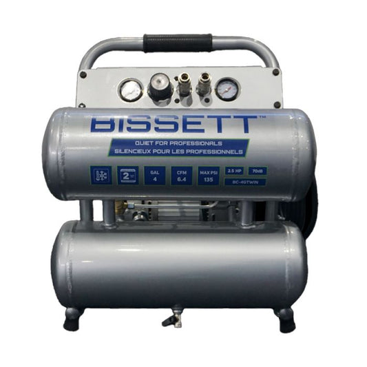BISSETT Twinstack Compressor  2.5HP, 4.5CFM, 4 POLE MOTOR OIL FREE COMPRESSOR