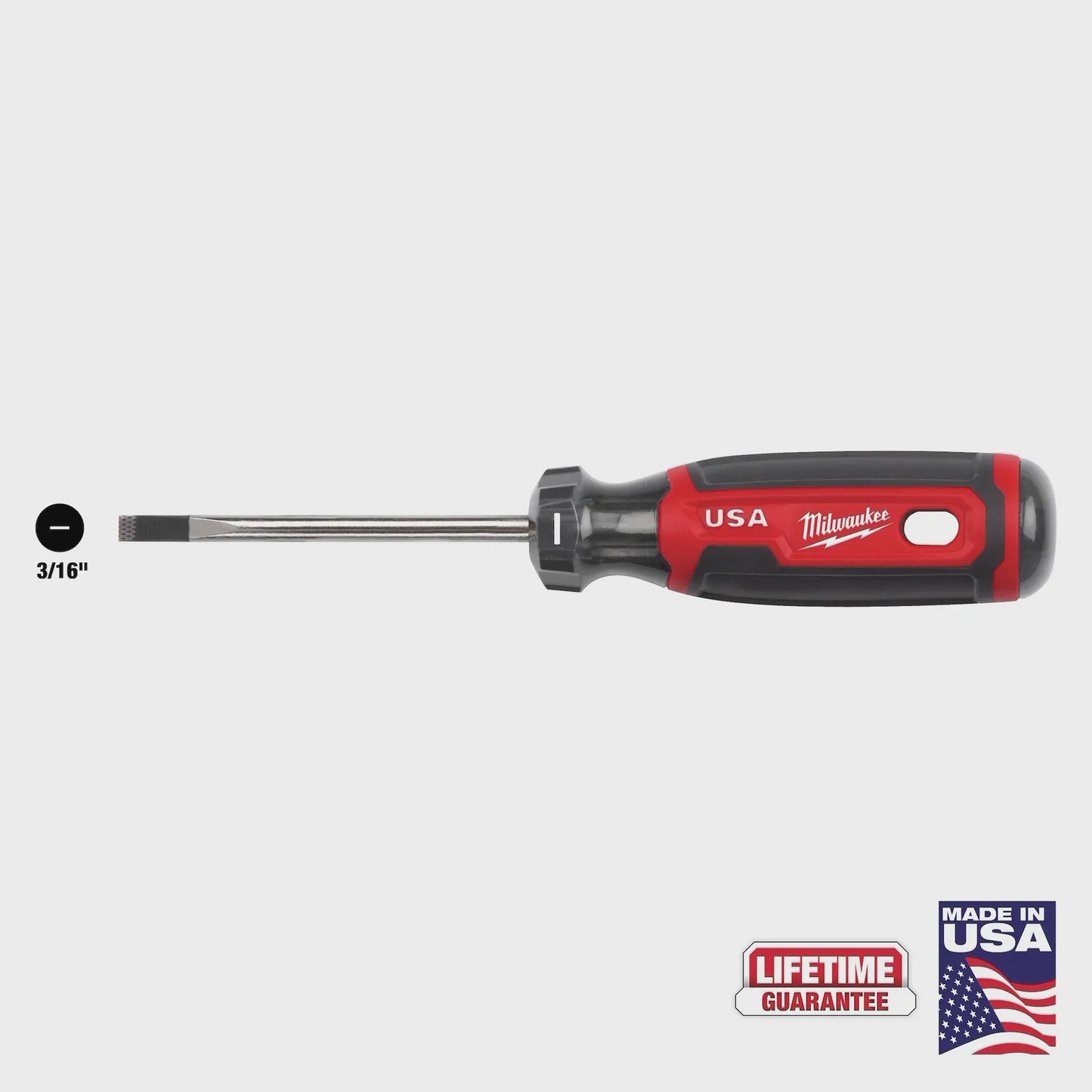MT211 USA Made 3/16″ Cabinet Slotted x 3″ Shank Cushion Grip Screwdriver
