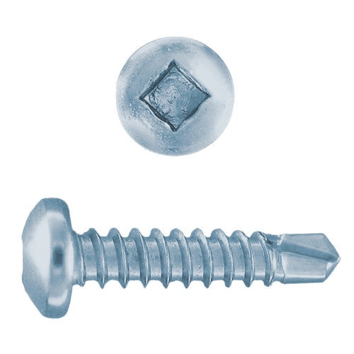 10 x 1" Drill-X Pan Hd SQ Drive Self-Drilling Metal Screws Steel Zinc 100 Pcs