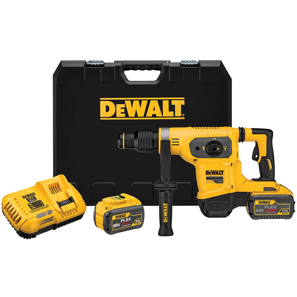 DEWALT FLEXVOLT 60V Lithium-Ion 1-1/4" Brushless Cordless SDS PLUS Rotary Hammer with (2) 9ah Batteries