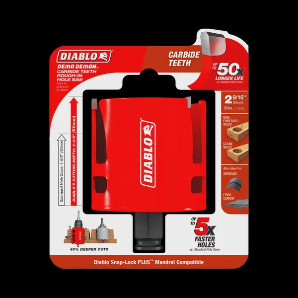 Diablo 2-9/16" Demo Demon™ Carbide Teeth Rough-In Hole Saw