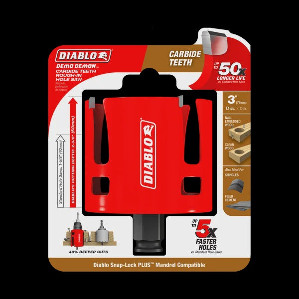 Diablo 3" Demo Demon™ Carbide Teeth Rough-In Hole Saw