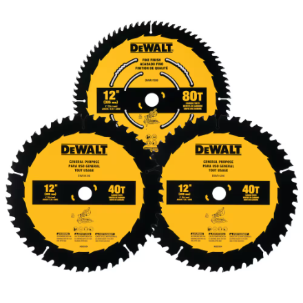 DWA112CMB3 DW 3PK 12 IN 80T & 2 x 40T SAW BLADES