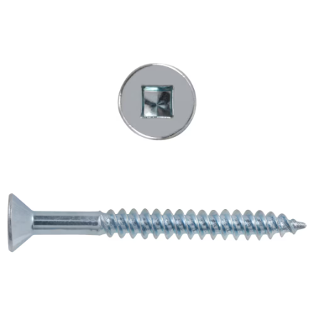 H Paulin 537-04710 x 2-in Flat Head Square Drive SteeL Wood Screws, Zinc-Plated, 400pcs