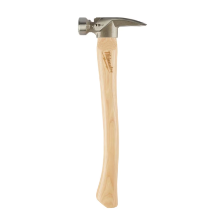 Milwaukee Tool 19 oz. Wood Milled Face Hickory Framing Hammer 48-22-9419