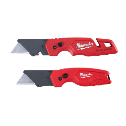 Milwaukee Tool FASTBACK Folding Utility Knife with Blade Storage and Compact Folding Utility Knife (2-Pack) 48-22-1503