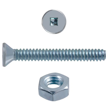 H Paulin 1/4-20 x 2-inch Flat Head Square Drive Stove Bolt with Nut - Zinc Plated- 7 pcs