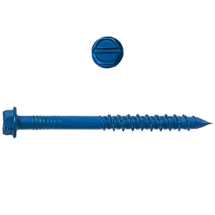 Tapcon 1/4-inch x 2-3/4-inch Climaseal Blue Slotted Hex Head Concrete Screw Anchors With Drill Bit - 100 pcs