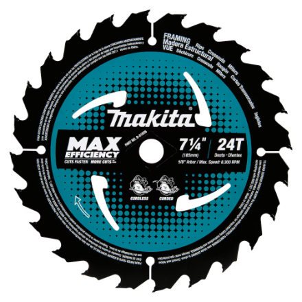 MAKITA 7-1/4-inch 24T Carbide Tipped Max Efficiency Framing Circular Saw Blade