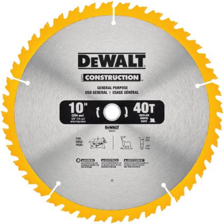 DW3114 10IN 40T JOBSITE SAW BLD