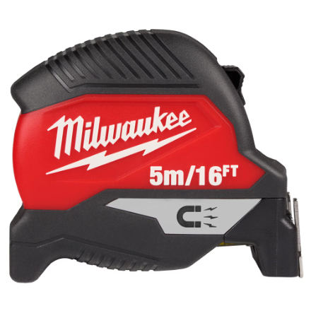 Milwaukee Tool 5 m/16 ft. x 1 -inch Compact Magnetic Tape Measure with 15 ft. Reach