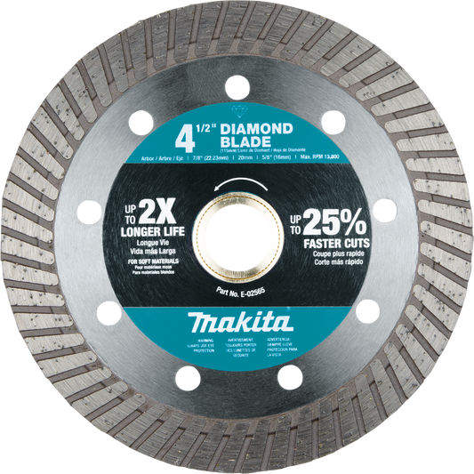 4‑1/2" Diamond Blade, Turbo, Soft Material