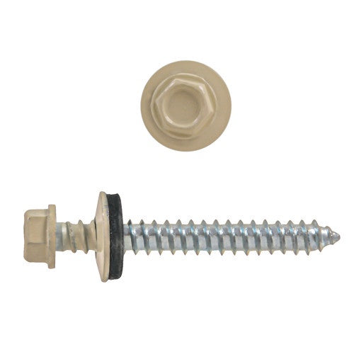 10 x 1-1/2" Hex Washer Head Self-Sealing Roofing Screws Bone 100 Pcs