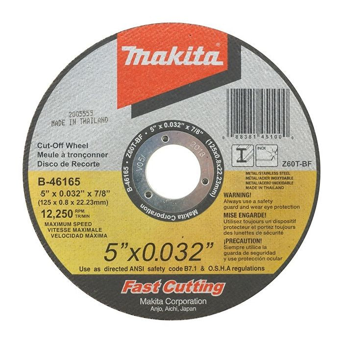 B-46165 5 inch Ultra-Thin Kerf Cut Off Wheels (Flat)