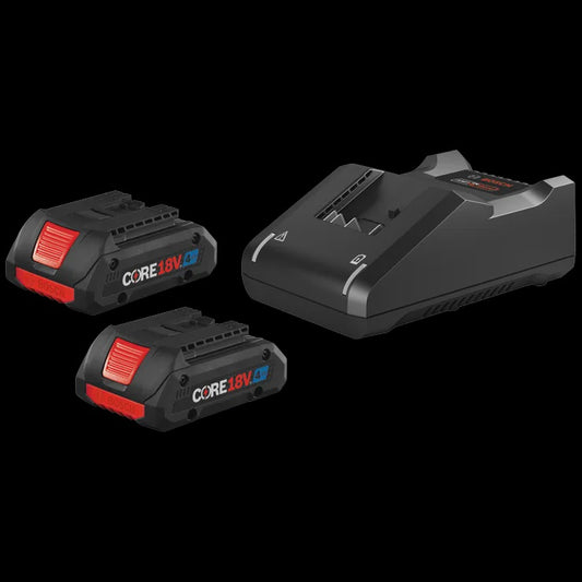 Bosch GXS18V-11N25 18V Starter Kit with (2)18V® 4 Ah Batteries and (1) 18V Charger