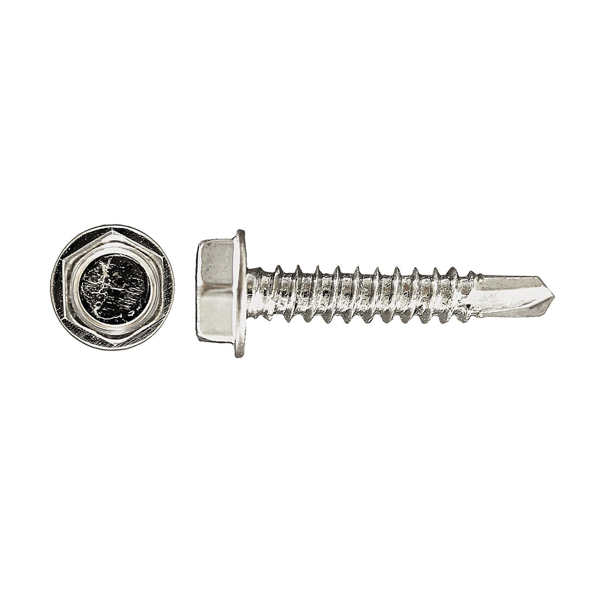 H Paulin #12x2  Tapping Screws , 2 in OAL, Hex Washer Head, Steel, Zinc Plated, Drill Point-100 pcs
