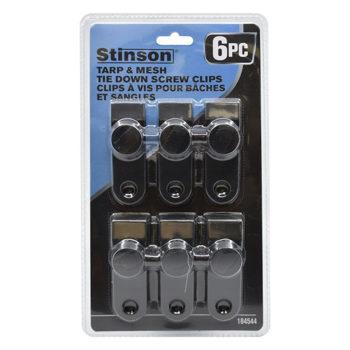184544 6PC Tarp & Mesh Tie Down Screw Clips