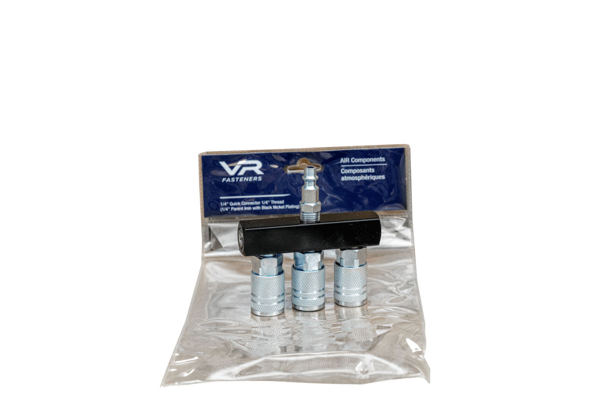 vr1/4CONM 1/4" IND QC Black MANIFOLD 3 COUPLER X 1 NIPPL