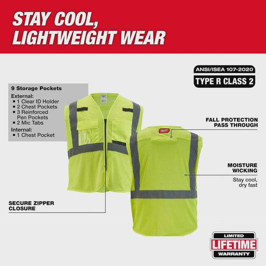 48-73-5171 Class 2 Breakaway High Visibility Yellow Mesh Safety Vest - S/M
